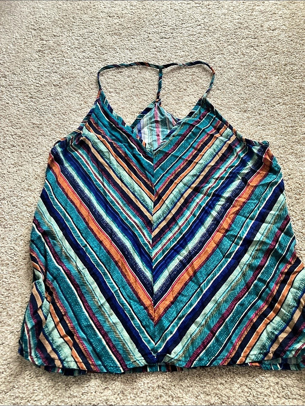 SHEIN Striped Tank Top in Blue & Orange Size Medium